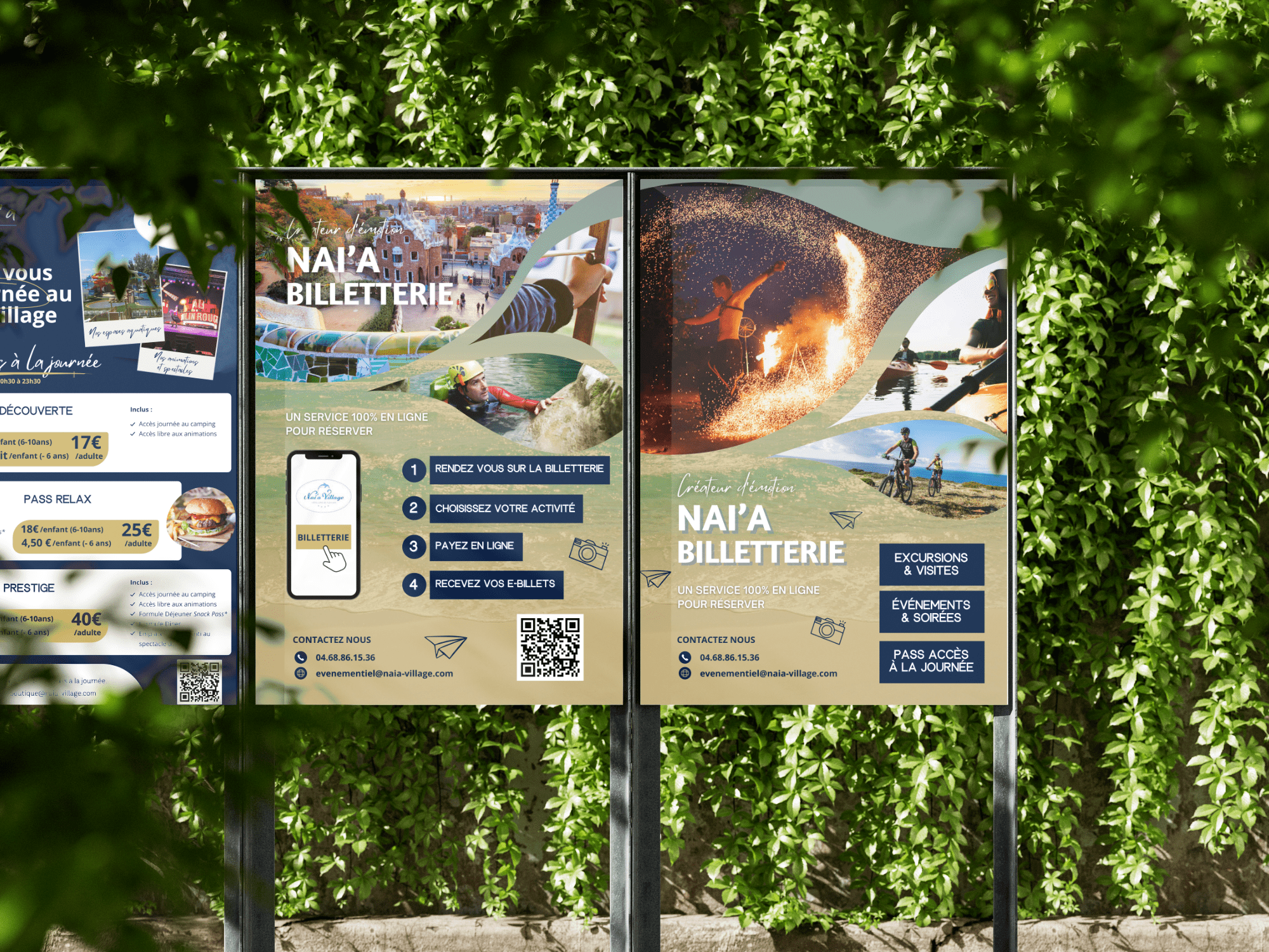 Affiches promotionnelles My Nai'a Event Panneaux d'affichage faisant la promotion de My Nai'a Event et de sa billetterie en ligne